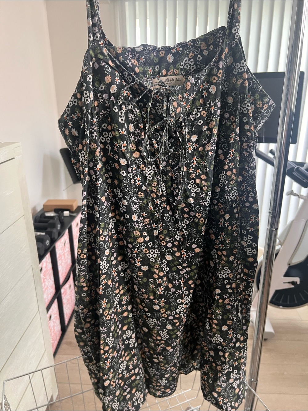Natural Life Women’s Black Floral Lace-Up Sundress